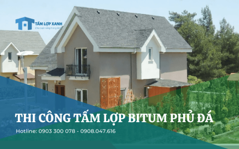 Thi công tấm lợp ngói Bitum phủ đá  
