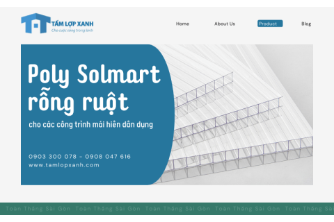 Tấm lợp lấy sáng poly Solmart rỗng ruột cho các công trình mái hiên dân dụng giá rẻ