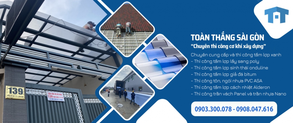 Thi công tấm lợp xanh toàn thắng